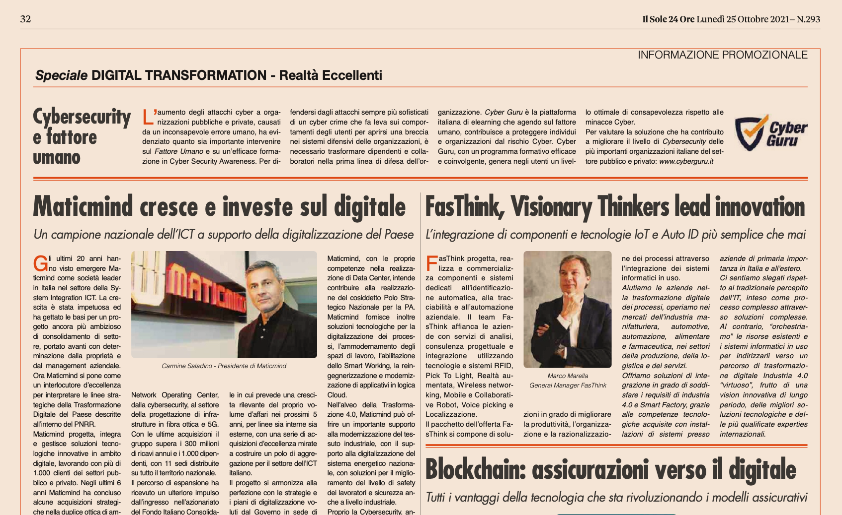 FasThink among the Excellent Realities of Digital Transformation for Il Sole 24 Ore