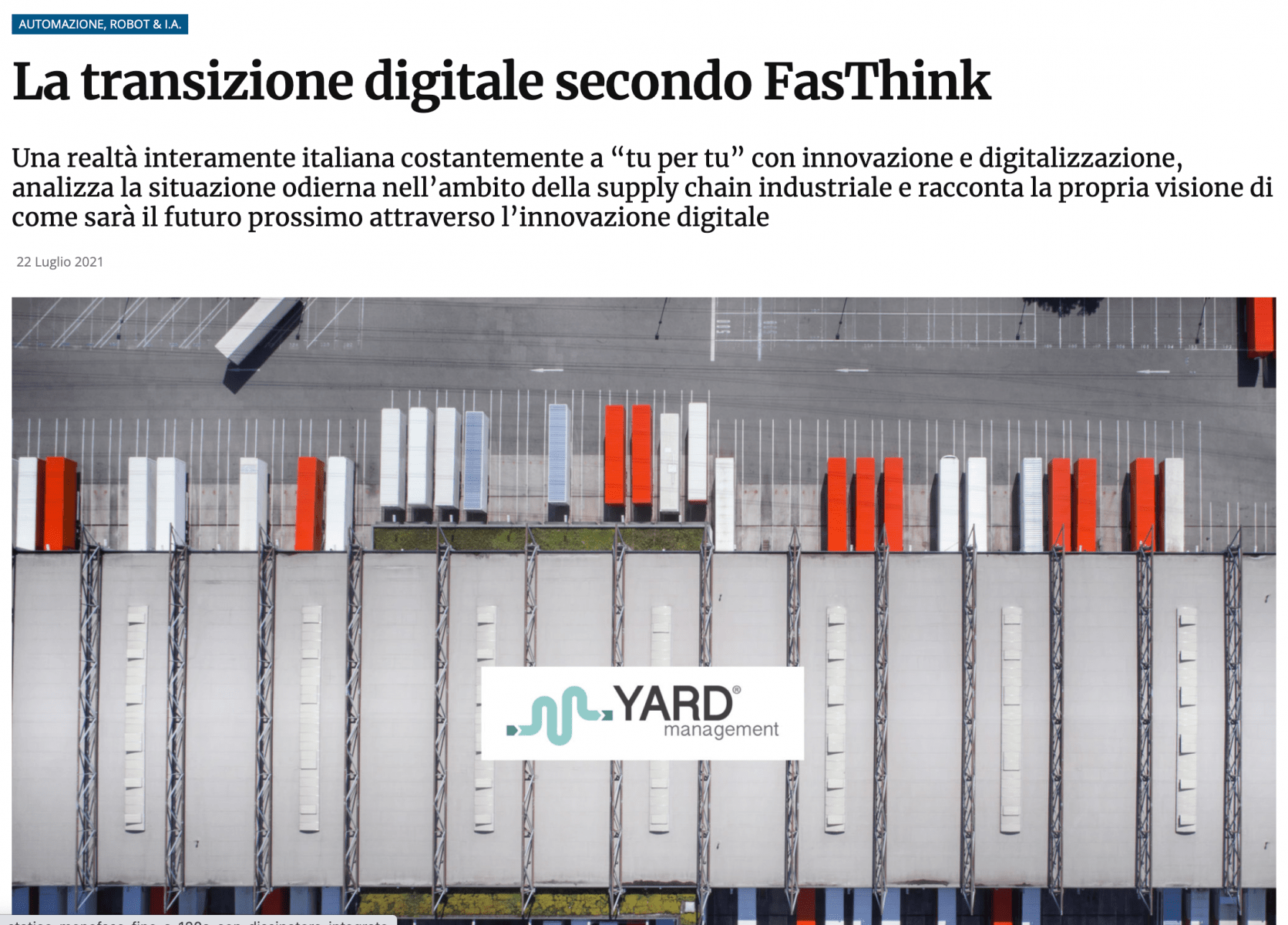 Interview for “Industria Italiana”